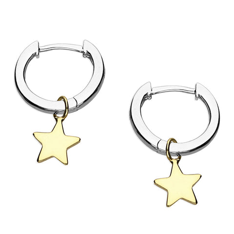 Gold or Silver Huggie Earrings with Detachable Star
