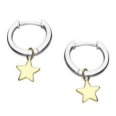 Small Gold or Silver Huggie Earrings with Detachable Star