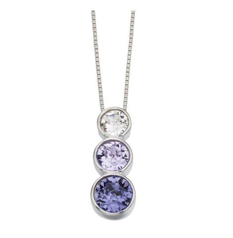 Triple Rubover Violet, Tanzanite and Clear Stone Pendant