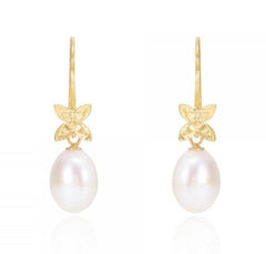Flower & Pearl Gold or Silver Earrings