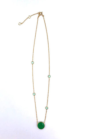Gold Emerald & Quartz Necklace