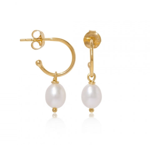Small 18ct Gold Vermeil Hoop & Oval Pearls