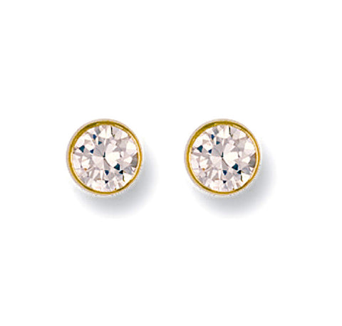 9ct Gold Rubover 6mm Cz Studs