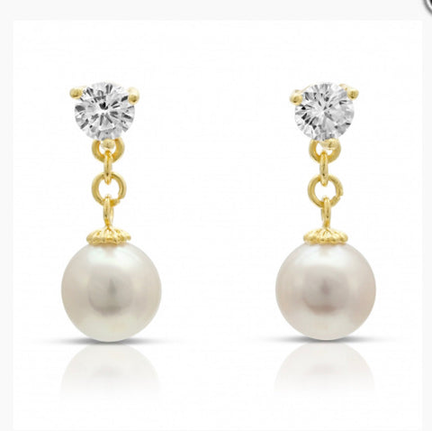 Pearl & “Diamond” Gold Drops
