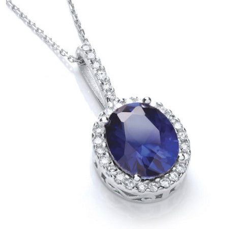 Oval "Sapphire and Diamond" Pendant