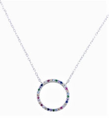 Multi Coloured Gold or Silver Circle Necklace