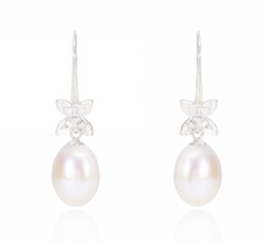 Flower & Pearl Gold or Silver Earrings