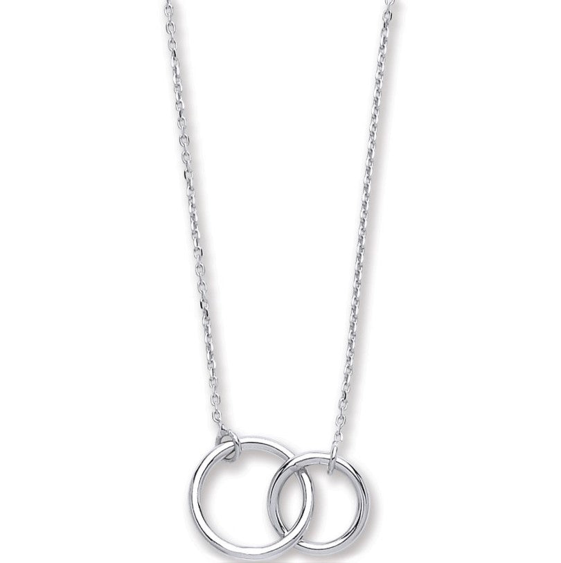9ct White Gold Interlocking Circle Diamond Necklace - thbaker.co.uk